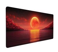 Alfombrilla Ratón XXL 70x30cm, Alfombrilla Ratón Luna Mouse Pad Rojo Mousepad con Bordes Cosidos, Impermeable Tapete Escritorio Accesorios Escritorio para Jugadores, PC, Oficina, Regalo -lsy2603M3