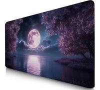 Alfombrilla Ratón XXL 70x30cm Luna Mouse Pad Gaming XXL Protector Escritorio, Desk Mat Lago Resiste Salpicaduras, Bordes Cosidos, Superficie Especial, Oficina Accesorios Mousepad para Familia F0-288