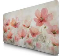 Alfombrilla Ratón XXL 70x30cm Rosa Mouse Pad Gaming XXL Protector Escritorio, Desk Mat Flor Resiste Salpicaduras, Bordes Cosidos, Superficie Especial, Oficina Accesorios Mousepad para Familia F0-286