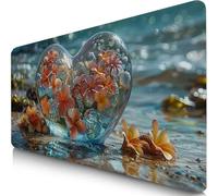 Alfombrilla Ratón XXL 70x40cm Costero Mouse Pad Gaming XXL Protector Escritorio, Desk Mat Corazón Resiste Salpicaduras, Bordes Cosidos, Superficie Especial, Oficina Accesorios Mousepad Familia F0-8