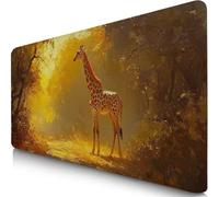 Alfombrilla Ratón XXL 70x40cm Jirafa Mouse Pad Gaming XXL Protector Escritorio, Desk Mat Animal Resiste Salpicaduras, Bordes Cosidos, Superficie Especial, Oficina Accesorios Mousepad Familia F0-770