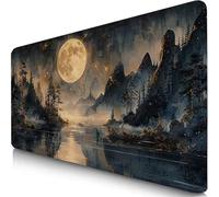 Alfombrilla Ratón XXL 70x40cm Negro Mouse Pad Gaming XXL Protector Escritorio, Desk Mat Paisaje Resiste Salpicaduras, Bordes Cosidos, Superficie Especial, Oficina Accesorios Mousepad Familia F0-854