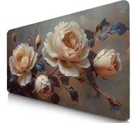 Alfombrilla Ratón XXL 70x40cm Retro Mouse Pad Gaming XXL Protector Escritorio, Desk Mat Peonía Resiste Salpicaduras, Bordes Cosidos, Superficie Especial, Oficina Mousepad para Oficina y Familia F0-774