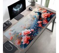 Alfombrilla Ratón XXL 80 x 30 cm, Mouse Pad Azul Pavo Real Alfombrilla Escritorio con Superficie Suave y Base de Goma Antideslizante, Gaming Mousepad Mejora La Precisión y La Velocidad PjY9913 1-1