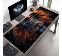 Alfombrilla Ratón XXL 80 x 30 cm, Mouse Pad LeóN Negro Alfombrilla Escritorio con Superficie Suave y Base de Goma Antideslizante, Gaming Mousepad Mejora La Precisión y La Velocidad PjY8813 F-P