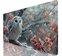 Alfombrilla Ratón XXL 800 x 300 mm Blanca Mouse Pad Gaming Búho Tapete Escritorio Grande, Protector Escritorio Impermeable para Oficina y Familia, Protector Mesa Ordenador, Alfombrilla Gamer W6-674