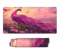 Alfombrilla Raton XXL 800 x 300 x 3 mm, Mouse Pad Grande Gaming, Alfombrilla de Raton Pavo Real Rosa Mousepad Lavable Desk Mat para Juegos Y Oficina, Impermeable y Antideslizante (Floral) -MP1599