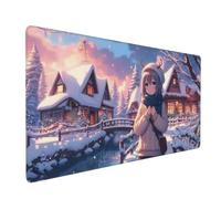 Alfombrilla Raton XXL 800 x 400 x 3 mm, Mouse Pad Grande Gaming, Alfombrilla de Raton Anime Mousepad Lavable Desk Mat para Juegos Y Oficina, Impermeable y Antideslizante (Invierno Japonés) -MP71