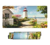 Alfombrilla Raton XXL 800 x 400 x 3 mm, Mouse Pad Grande Gaming, Alfombrilla de Raton Faro Tapete Escritorio, Lavable Mousepad para Juegos Y Oficina, Impermeable y Antideslizante (Patio) -MP1513
