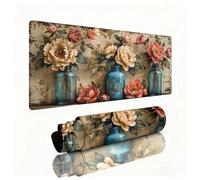 Alfombrilla Ratón XXL 800x300x3mm, Alfombrilla Escritorio Florero Mouse Pad Retro Protector Escritorio Accesorios Gaming, Base de Goma Impermeable y Antideslizante con Duraderas para Gaming W1-388