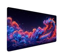 Alfombrilla Ratón XXL 800x300x3mm, Azul Alfombrilla Escritorio con Bordes Cosidos, DragóN Mouse Pad Gaming Superficie Especial Que Mejora La Precisión Y La Velocidad, para PC Office Regalo 0-4953
