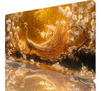 Alfombrilla Ratón XXL 800x300x3mm, Dorado Alfombrilla Escritorio, Gaming Mouse Pad Mejora la Precisión y la Velocidad, Mousepad con Base de Goma Antideslizantek, Accesorios Gaming, Pavo Real 0-9298