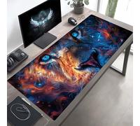 Alfombrilla Ratón XXL 800x300x3mm, Mouse Pad LeóN Azul Alfombrilla Escritorio con Superficie Suave y Base de Goma Antideslizante, Gaming Mousepad Mejora La Precisión y La Velocidad PjY8803 E-R