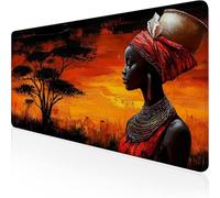 Alfombrilla Ratón XXL 800x300x3mm, Naranja Alfombrilla Escritorio África Mouse Pad Gaming con Base de Caucho Antideslizante e Impermeable Almohadilla Teclado, Protector Escritorio para Oficina D1-444