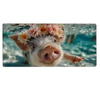 Alfombrilla Ratón XXL 800x300x3mm, Tapete Rato Cerdo,Flor Gaming Mouse Pad Impermeable, Bordes Cosidos, Grande Mousepad con Base de Goma Antideslizante Protector de Escritorio Accesorios Decor E-6R82