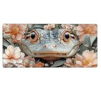 Alfombrilla Ratón XXL 800x300x3mm, Tapete Rato Cocodrilo,Flor Gaming Mouse Pad Impermeable, Bordes Cosidos, Grande Mousepad con Base de Goma Antideslizante Protector de Escritorio Accesorios T-6484