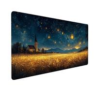 Alfombrilla RatóN XXL 800x400x3mm, Alfombrilla Ratón Azul Mouse Pad Campo Trigo Tapete Escritorio, con Bordes Cosidos Duraderos Impermeable Protector Escritorio para Jugadores, PC, Oficina XZ-346