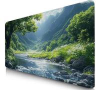 Alfombrilla Ratón XXL 80x30cm Verde Mouse Pad Gaming XXL Protector Escritorio, Desk Mat Río Resiste Salpicaduras, Bordes Cosidos, Superficie Especial, Oficina Accesorios Mousepad para Familia F0-42