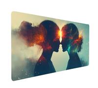 Alfombrilla Ratón XXL 90 x 50 x 0.3CM Impermeable Gaming Mousepad Mujer Alfombrilla Raton Beso Mejorar la Precisión y la Velocidad, Tapete Escritorio para Oficina Hogar Regalo Hombre model-7337
