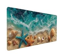Alfombrilla Ratón XXL 900 x 300 mm, Alfombrilla Ratón Estrella De Mar Mouse Pad Playa Mousepad con 3MM Bordes Cosidos, Impermeable Tapete Escritorio Accesorios Escritorio para PC, Oficina -bby2509AV