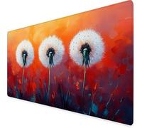 Alfombrilla Ratón XXL 900 x 300 mm, Alfombrilla Ratón Rojo Mouse Pad Diente De LeóN Mousepad con Bordes Cosidos, Impermeable Tapete Escritorio Accesorios Escritorio para PC, Oficina, Regalo -yym2509U2