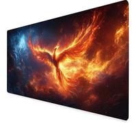 Alfombrilla Ratón XXL 900 x 300 mm, Alfombrilla Ratón Rojo Mouse Pad FéNix De Fuego Mousepad con Bordes Cosidos, Impermeable Tapete Escritorio Accesorios Escritorio para PC, Oficina, Regalo -yym250986