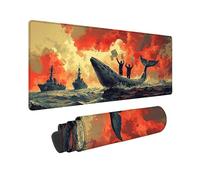 Alfombrilla Ratón XXL 900 x 300 x 3MM Alfombrilla Ratón Gris Guerra En El Mar, Mouse Pad Lavable con Base de Goma Antideslizante, Mousepad con Bordes Cosidos para Gamer, Oficina, Regalo -TL98HP