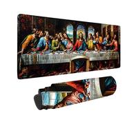 Alfombrilla Ratón XXL 900 x 300mm, Negro Mouse Pad La úLtima Cena Patrón, Impermeable Alfombrilla Escritorio con Base de Goma Antideslizante Mousepad Bordes Cosidos Mouse Pad para PC -zzg2505XI