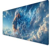Alfombrilla Ratón XXL 900 x 400 mm, Alfombrilla Ratón Azul Mouse Pad LeóN Mousepad con Bordes Cosidos, Impermeable Tapete Escritorio Accesorios Escritorio para PC, Oficina, Regalo Mujer -yym25097P