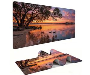 Alfombrilla Ratón, XXL 900 x 400 mm Mouse Pad Grande Gaming, Alfombrilla Antideslizante,Tapete Escritorio con Bordes Cosidos, Desk Mat para Jugadores, Pc, Oficina Accesorios (Paisaje del Lago) K-423
