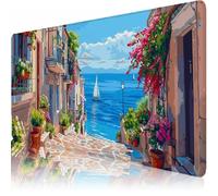 Alfombrilla Ratón XXL 900 x 400 x 3 mm, Alfombrilla Escritorio, Vista Al Mar Grande Protector de Mesa con Base de Goma Antideslizante y Bordes Cosidos, para Oficina, PC, Gaming (Velero) L-x2963