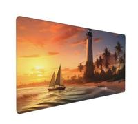 Alfombrilla Raton XXL 900 x 400 x 3 mm, Mouse Pad Grande Gaming, Alfombrilla de Raton Faro Mousepad Lavable para Juegos Y Oficina, Impermeable y Antideslizante (Puesta de Sol en El Mar) -MP959