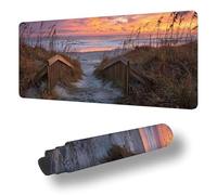 Alfombrilla Ratón XXL 900 x 500 x 3 mm Mouse Pad Grande Gaming, Playa Alfombrilla Escritorio, con Bordes Cosidos, Impermeable, Antideslizante, Mousepad Mejora la Precisión y la Velocidad, Caña S-3544