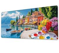 Alfombrilla Ratón XXL 900x1800x3 mm Mouse Pad Grande Gaming Pueblo Pequeño Alfombrilla Escritorio,Tapete Escritorio con Bordes Cosidos, Impermeable Antideslizante Ordenador Desk Mat, PC, Oficina zj611