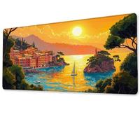 Alfombrilla Ratón XXL 900x1800x3 mm Mouse Pad Grande Gaming Pueblo Pequeño Alfombrilla Escritorio,Tapete Escritorio con Bordes Cosidos, Impermeable Antideslizante Ordenador Desk Mat, PC, Oficina zj237
