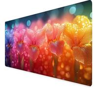 Alfombrilla Ratón XXL 900x300mm, Alfombrilla Ratón Color Mouse Pad Flor Mousepad con Bordes Cosidos, Impermeable Tapete Escritorio Accesorios Escritorio para PC, Oficina, Regalo Mujer -yym2509TP