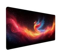 Alfombrilla Ratón XXL 900x300mm, Alfombrilla Ratón FéNix Mouse Pad Rojo Mousepad con Bordes Cosidos, Impermeable Tapete Escritorio Accesorios Escritorio para Jugadores, PC, Oficina, Regalo -lsy26031E