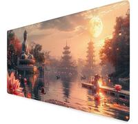 Alfombrilla Ratón XXL 900x300mm, Alfombrilla Ratón Paisaje Mouse Pad Zen Mousepad con Bordes Cosidos, Impermeable Tapete Escritorio Accesorios Escritorio para PC, Oficina, Regalo Mujer -yym2509MI