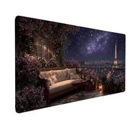 Alfombrilla Ratón XXL 900x300x3mm, Alfombrilla Ratón Negro Mouse Pad ParíS Mousepad con 3MM Bordes Cosidos, Impermeable Tapete Escritorio Accesorios Escritorio para Jugadores, PC, Oficina -bby25097Y