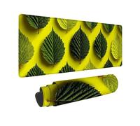 Alfombrilla Ratón XXL 900x300x3mm, Alfombrilla Ratón Verde Mouse Pad Hojas Mousepad con 3MM Bordes Cosidos, Impermeable Tapete Escritorio Accesorios Escritorio para Jugadores, Oficina -hjw26014T
