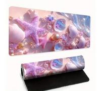 Alfombrilla Ratón XXL 900x300x3mm,Conchas de Estrella de mar Rosadas Antideslizante Alfombrilla Escritorio con Bordes Cosidos,Mouse Pad Gaming para PC Office Regalo