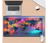 Alfombrilla Ratón XXL 900x300x3mm,Mapa geométrico Colorido Antideslizante Alfombrilla Escritorio con Bordes Cosidos,Mouse Pad Gaming para PC Office Regalo