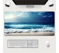 Alfombrilla Ratón XXL 900x300x3mm,Paisaje Azul mar Antideslizante Alfombrilla Escritorio con Bordes Cosidos,Mouse Pad Gaming para PC Office Regalo