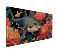 Alfombrilla Ratón XXL 900x400mm, Alfombrilla Ratón TiburóN Mouse Pad Rojo Mousepad con Bordes Cosidos, Impermeable Tapete Escritorio Accesorios Escritorio para Jugadores, Oficina, Regalo -lsy260304