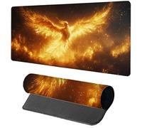 Alfombrilla Ratón XXL 900x400x3mm, Alfombrilla Escritorio Amarillo Mouse Pad Gaming Phoenix, Tapete Escritorio con Bordes Cosidos, Antideslizante Desk Mat Grande para Accesorios Gaming Regalo Y-5415