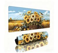 Alfombrilla Ratón XXL 900x400x3mm, Alfombrilla Escritorio Girasol Mouse Pad Campo Protector Escritorio Accesorios Gaming, Base de Goma Impermeable y Antideslizante con Duraderas para Gaming W1-544