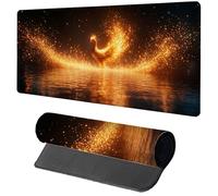 Alfombrilla Ratón XXL 900x400x3mm, Alfombrilla Escritorio Naranja Mouse Pad Gaming Phoenix, Tapete Escritorio con Bordes Cosidos, Antideslizante Desk Mat Grande para Accesorios Gaming Regalo 1-1443