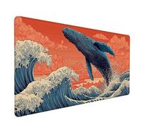 Alfombrilla Ratón XXL 900x400x3mm, Alfombrilla Ratón Ballena Mouse Pad OcéAno Mousepad con Bordes Cosidos, Impermeable Tapete Escritorio Accesorios Escritorio para Jugadores, Oficina -lsy2603AO