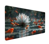 Alfombrilla Ratón XXL 900x400x3mm, Alfombrilla Ratón Pez Mouse Pad Rojo Mousepad con Bordes Cosidos, Impermeable Tapete Escritorio Accesorios Escritorio para Jugadores, PC, Oficina, Regalo -lsy2603TP