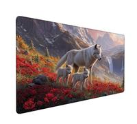Alfombrilla RatóN XXL 900x400x3mm,Alfombrilla Ratón Rojo Mouse Pad Animal Tapete Escritorio,con Bordes Cosidos Impermeable Protector Escritorio para Jugadores,PC,Oficina,Regalos para Hombres XZ-967